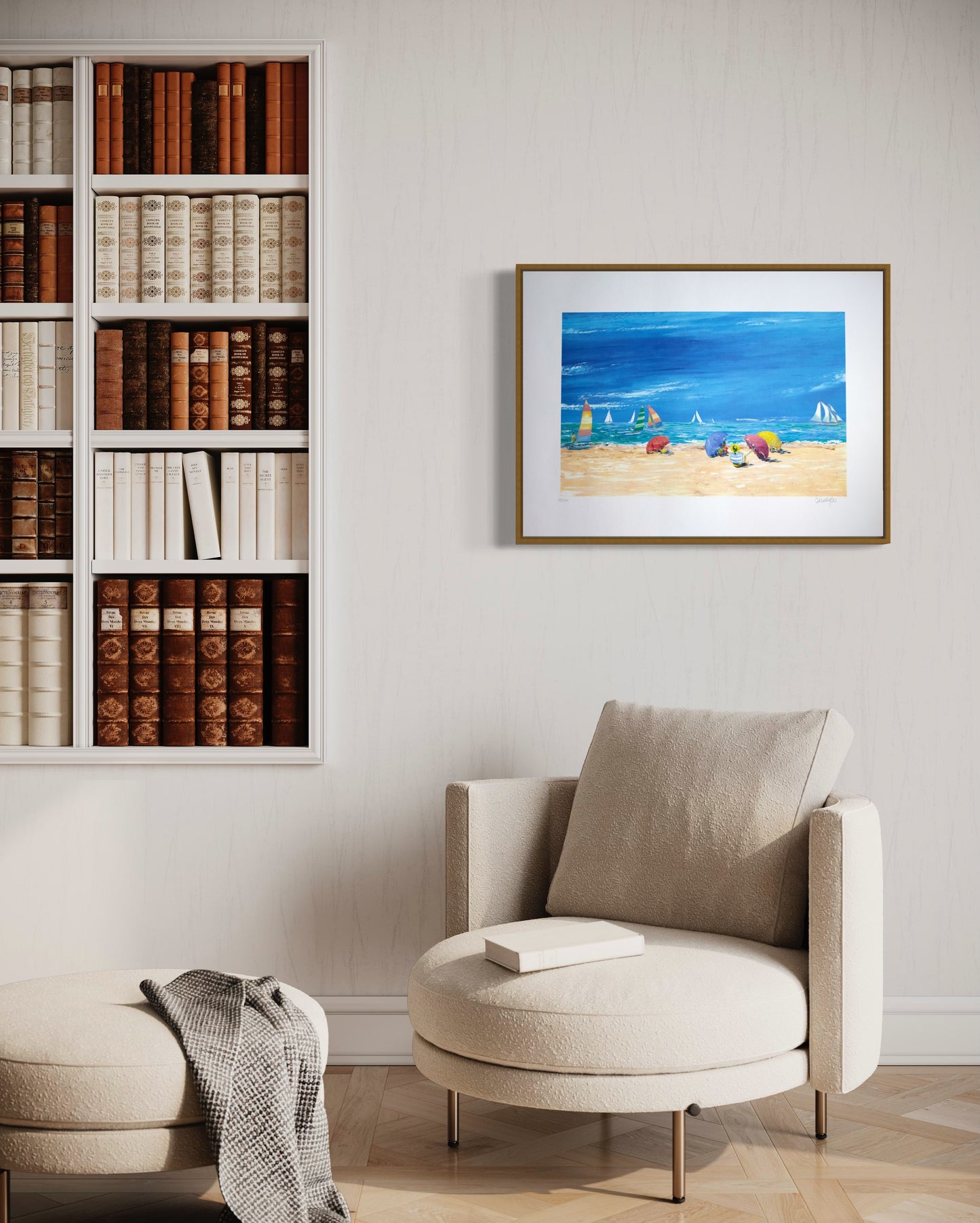 Scène de plage - Serge Desnoyers - Impression originale signée au crayon - Tirage limité